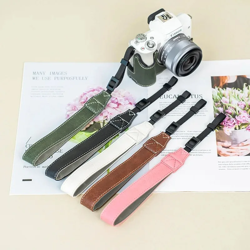 Camera Wrist Straps Shoulder Strap, PU Leather Camera Hand Strap Adjustable Wristlet Lanyards String for DSLR SLR Camera 1pcs