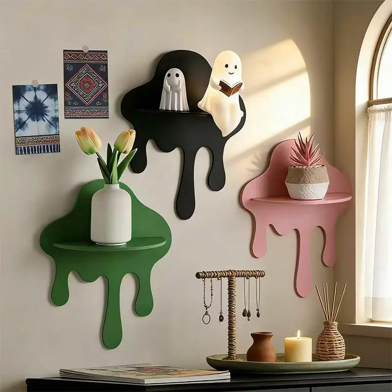 【S】Creative Cloud Storage Holder Irregular Shape Wall Mounted Storage Rack Homestay Home Decor Storage Stand Craft Ornament Gift