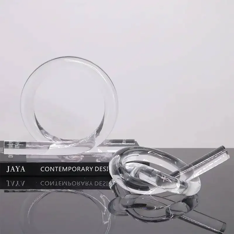 Transparent Acrylic Handicrafts Geometric Wound Rope Knot Ornaments Hollow Coil Decorative Figurines Home Decoration Accessories