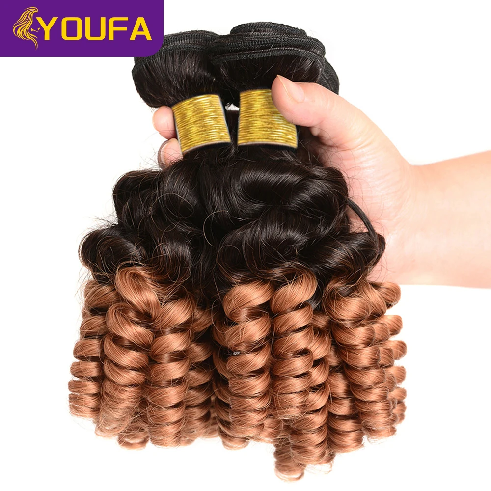 

1B/30 Блондинка Funmi Упругие вьющиеся 100% пучки человеческих волос Спиральные вьющиеся омбре Золотисто-русый цвет Плетение человеческих волос для женщин