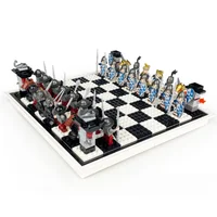Juego de ajedrez, piezas de ajedrez, mesa plegable, bloques de construcción, decoración creativa 76401 76396, juguetes de soldados de la Edad Media, regalos