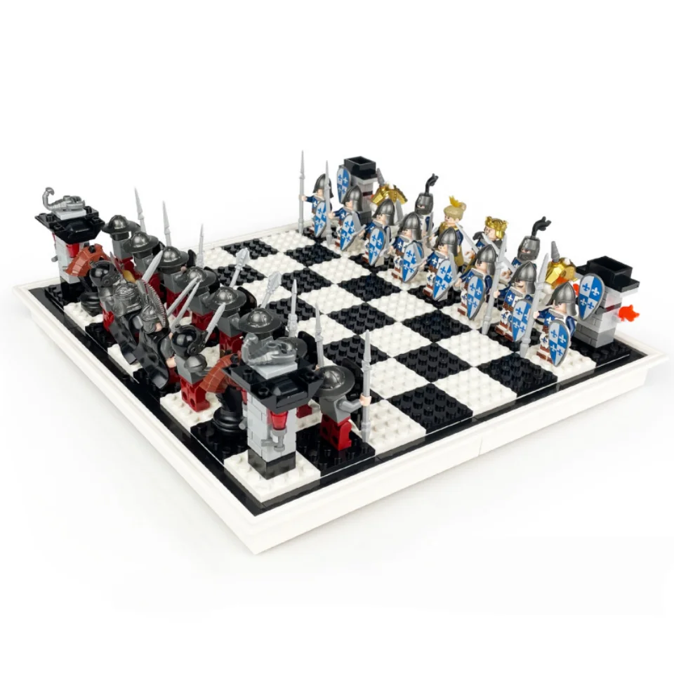 Chess Game Chess Pieces Set Folding table board Building Blocks Creative Decor 76401 76396 Middle Ages Soldiers Toys Gifts