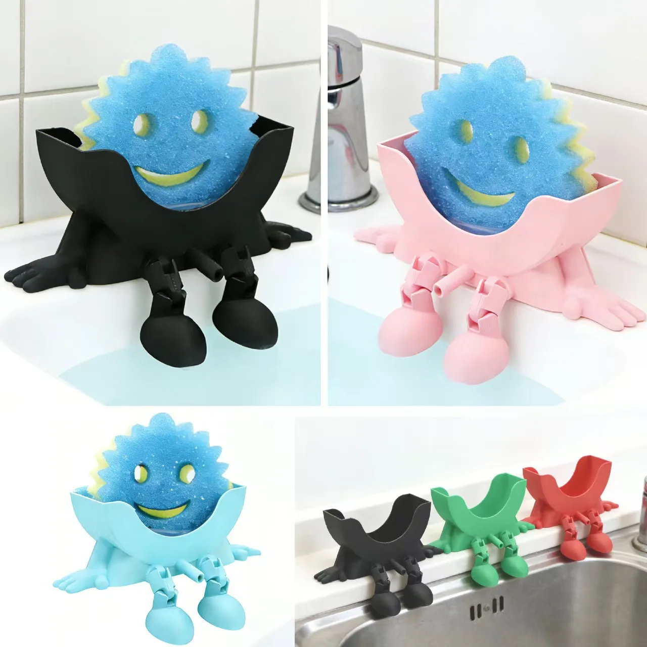 Rainbow 3D Printed Funny Sponge Holder Flexible Hand Leg Design Kitchen Sink Drain Rack Sponge Storage Organizer Home Gadget