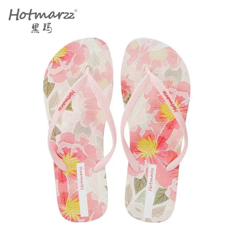 

Women's Floral Flip Flops Pink Slippers Casual Anti Slip PVC Summer Beach Slippers Indoor Home Bathroom Slippers
