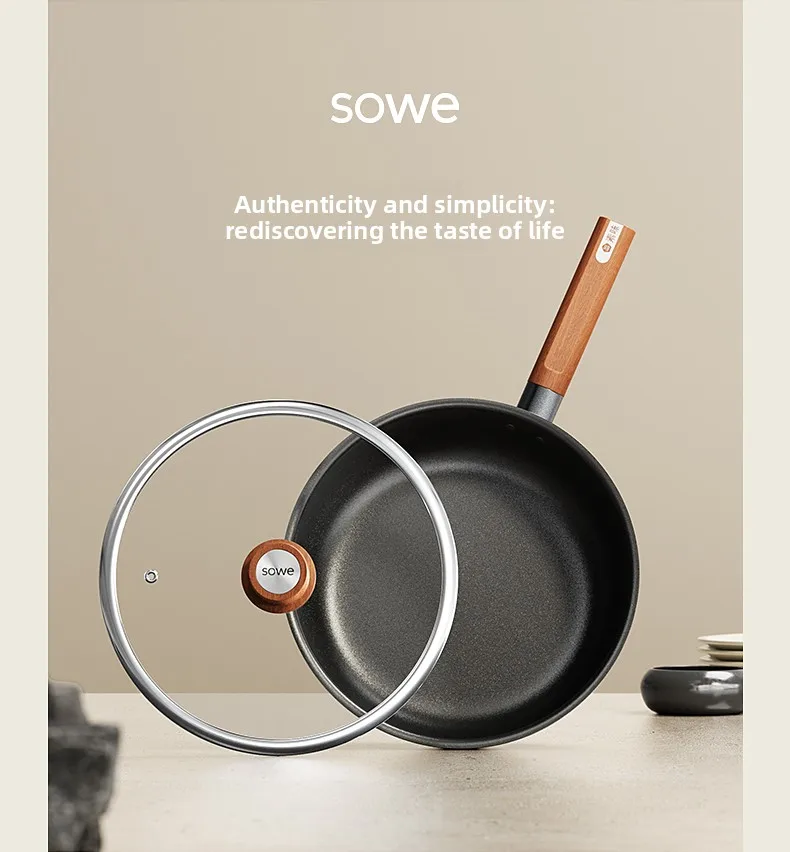 DSA uncoated non-stick pan, flat-bottomed frying pan, special frying pan for household steak, deepening pan