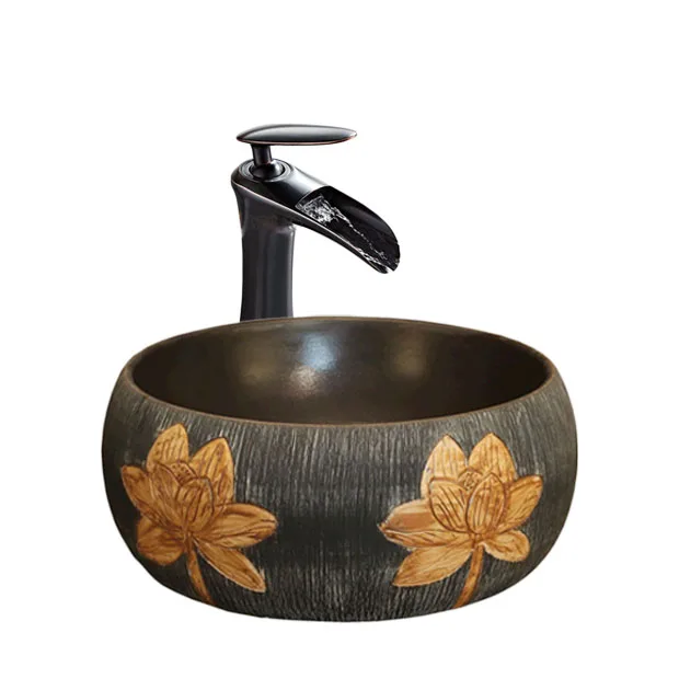 

Hotel Apartment Round Ceramic Art Basin Bathroom Sink Bathroom Washbasin