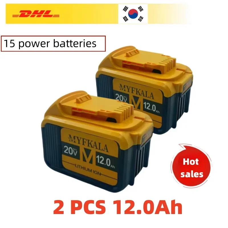 2025 НОВЫЙ аккумулятор большой емкости 12000 мАч для инструментов DeWalt 20 В max, совместимый с DCB184 DCB181 DCB200 DCB206, сменный аккумулятор