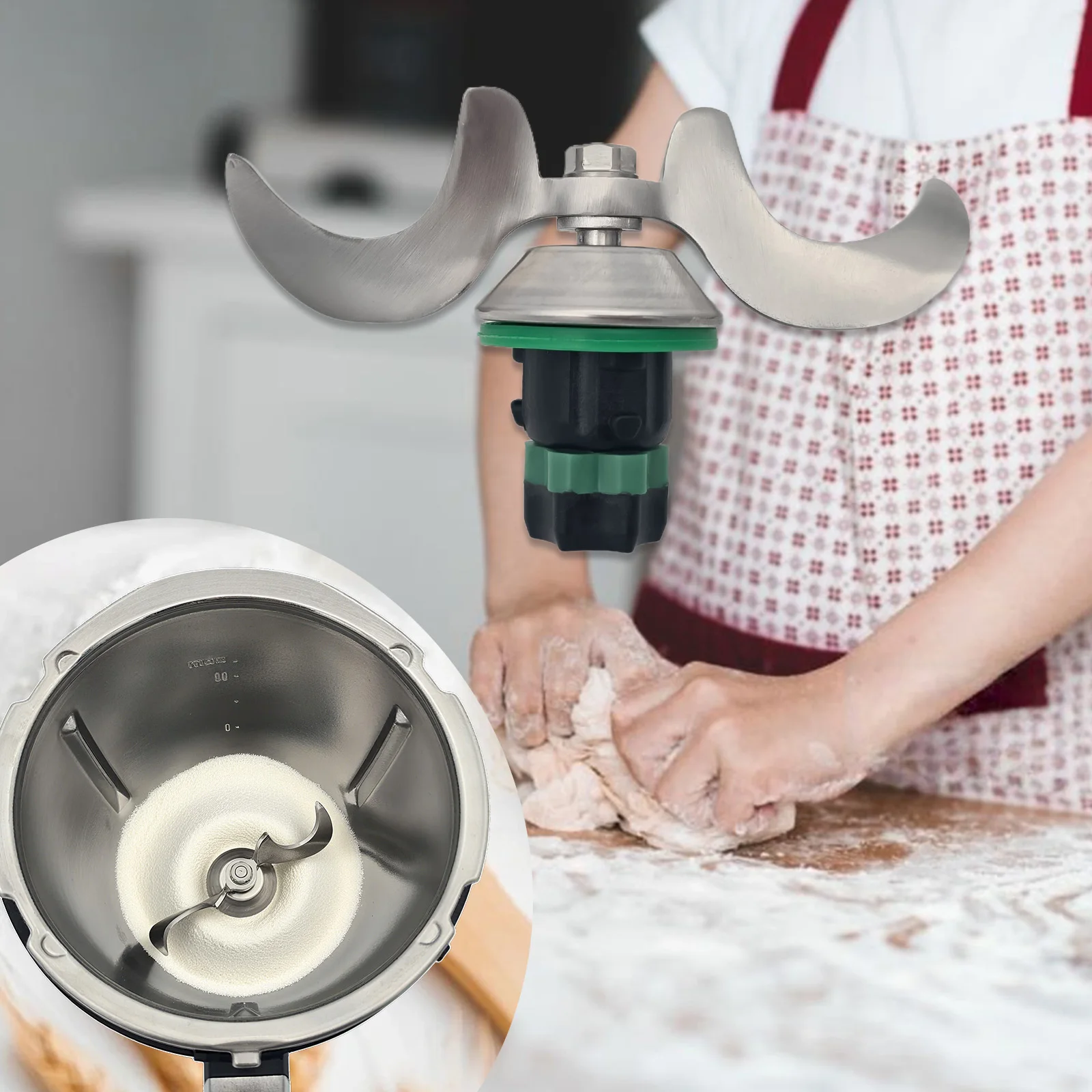 Heavy Duty Stainless Steel Dough Kneading Blade for Thermomix TM7 - Thick Durable Mixing Blade for Flour, Smooth Dough & Paste