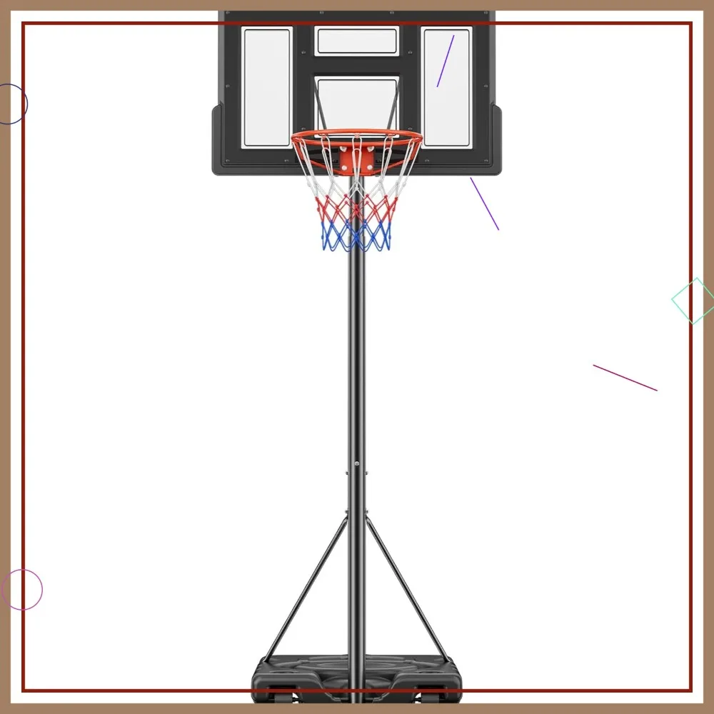 طوق كرة سلة محمول خارجي بطول 6.1-10 أقدام قابل للتعديل، لوحة خلفية مقاومة للكسر مقاس 44 بوصة، قاعدة قابلة للتعبئة للأطفال والكبار #1