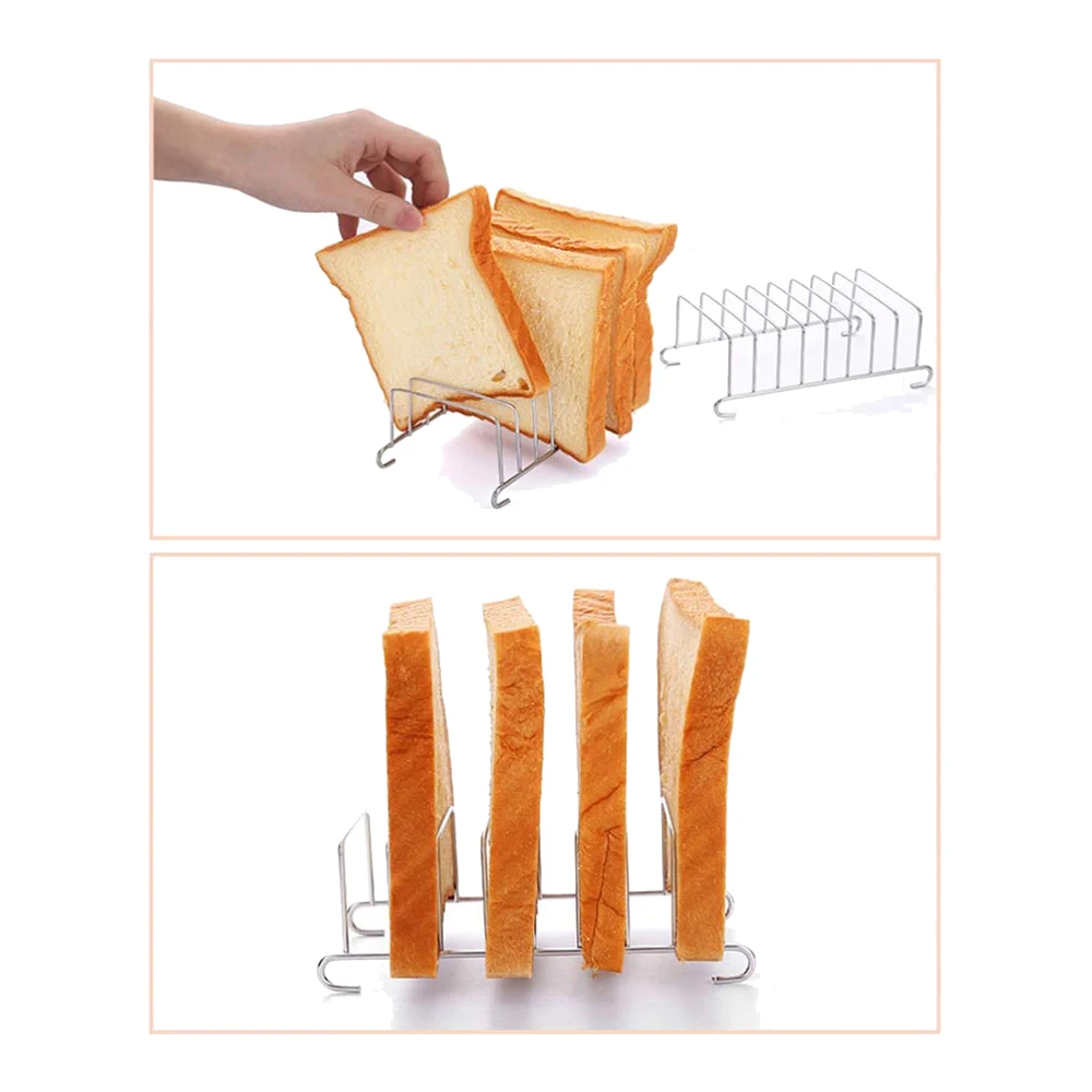 2 Pcs Toast Bread Rack Holder 8 Slice Holes Tool Cooling Grid Bread Rack Rectangle Air Fryer Accessories Organizer