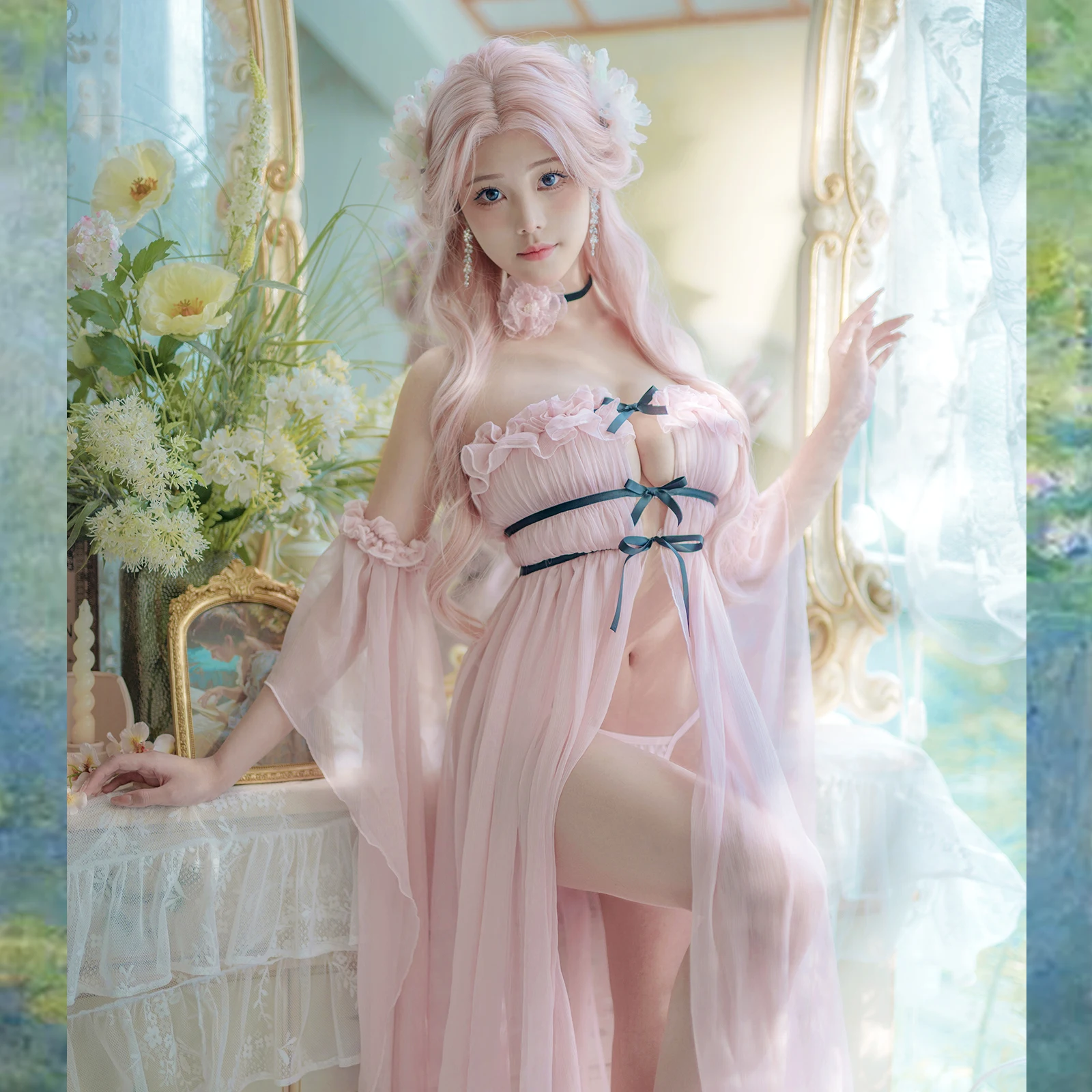 

Sweet Fairy Cosplay Costumes Sleeping Beauty Anime Cosplay for Women Pink Dream Dress Original Princess Pajamas Retro Court