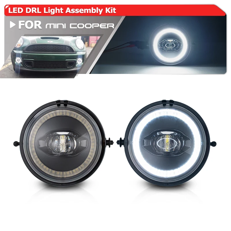 F56 Style White LED Bumper DRL Halo Ring Daytime Running Light w/ Fog Light Bulbs Assy For Mini Cooper R55 R56 R57 R59 R60 R61