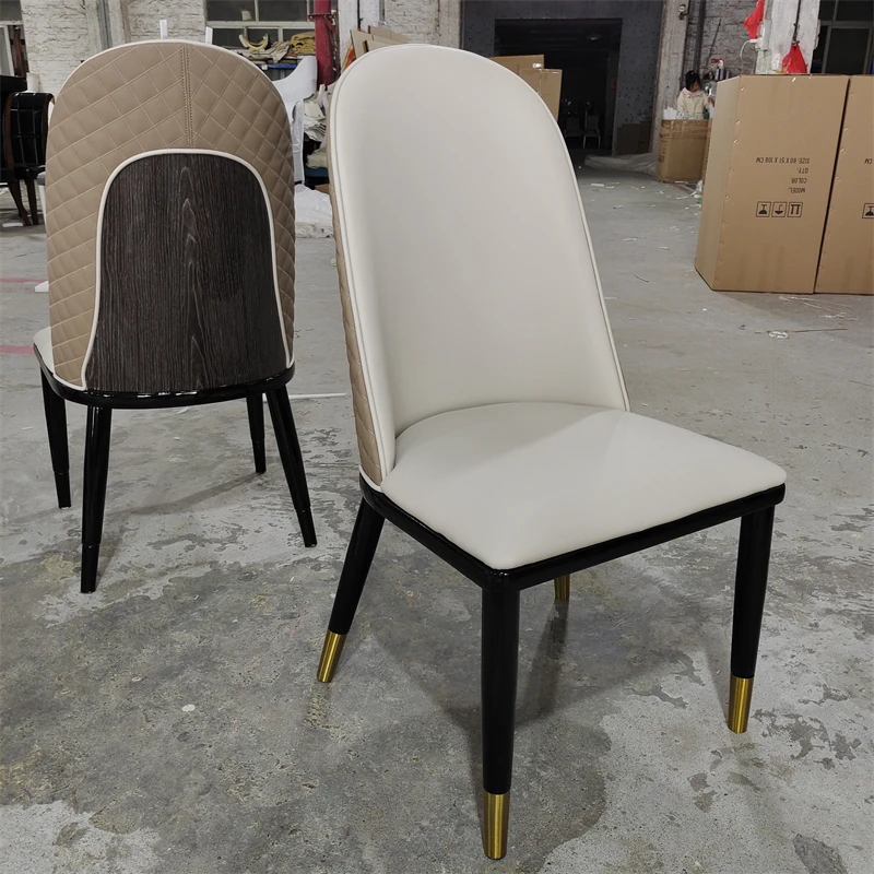 

Light luxury high-end modern simple solid wood chair soft bag backrest dining chair home hotel box restaurant villa club