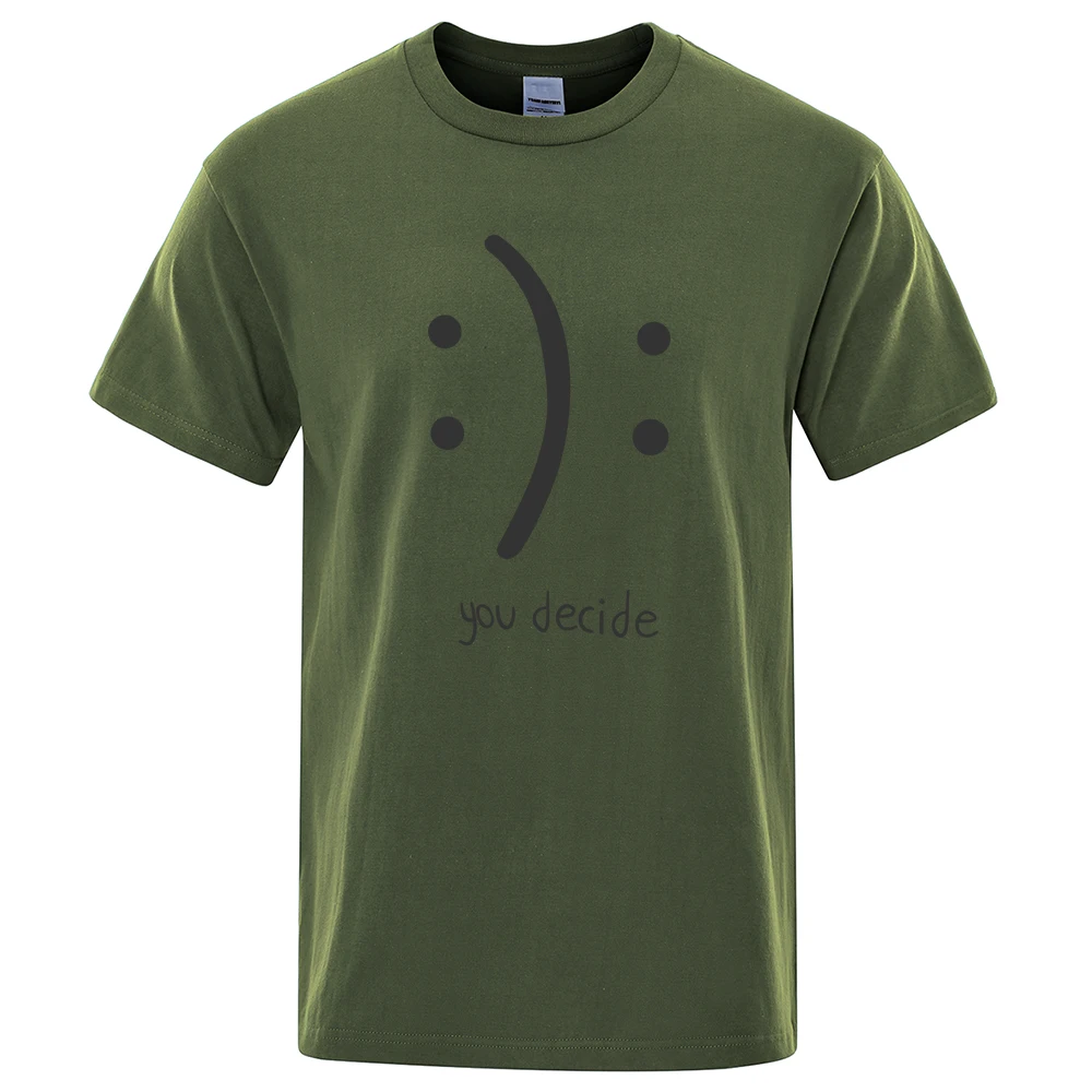 Happy And Sad You Decide T-Shirts für Herren, modisch, lockere T-Shirts, atmungsaktive Sommer-T-Shirts, Baumwolle, Übergröße, Übergröße, Herren-T-Shirt