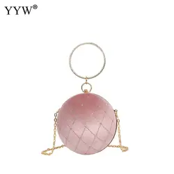 Round Ball Design Women Clutch Small Diamonds Velvet Evening Bags Party Wedding Handbags Purse Chain Shoulder Wallet For Female