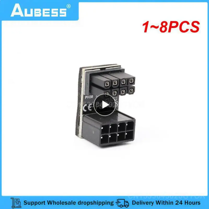 1~8PCS 8pin 6Pin Male 180 Degree Angled to 8 Pin 6 Pin Female Power Jack Adapter Connector Converter for Desktops Graphics Card