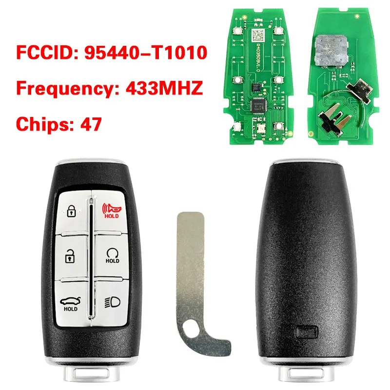 

Smart Remote Car Key Control 6 Button Auto Keyless with 47 Chip 434Mhz 95440-T1010 For Hyundai 2021 Genesis G80 2023