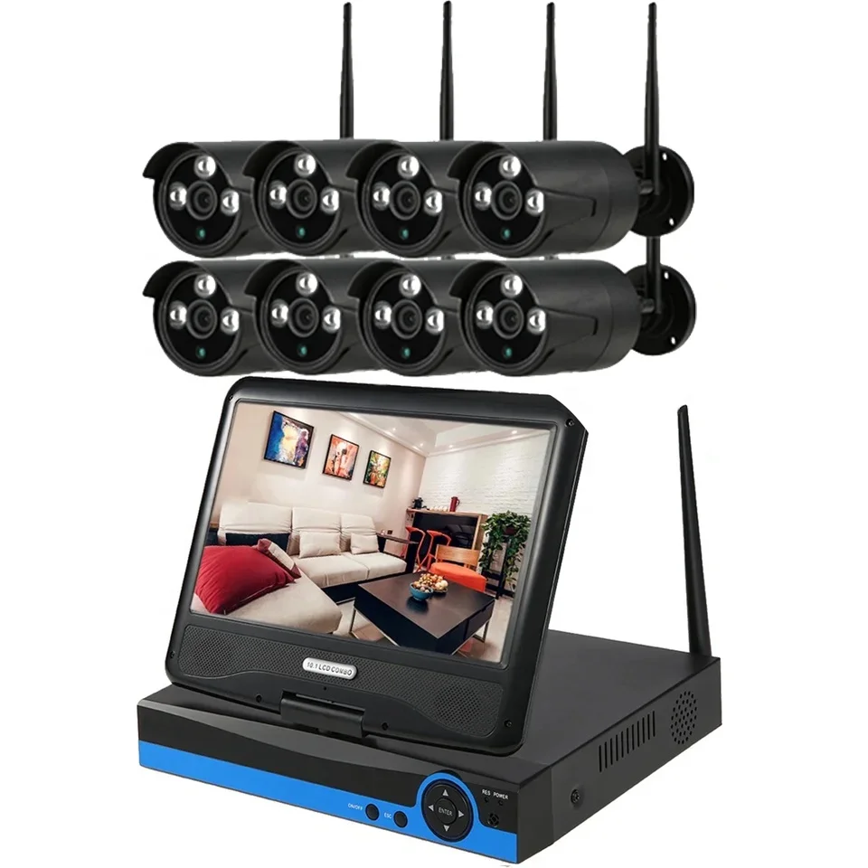 

4ch 8ch 720p 960p H.264 1080p H.265 Wireless 10.1 inch LCD HD Outdoor IP WiFi CCTV NVR Kit Security Camera System