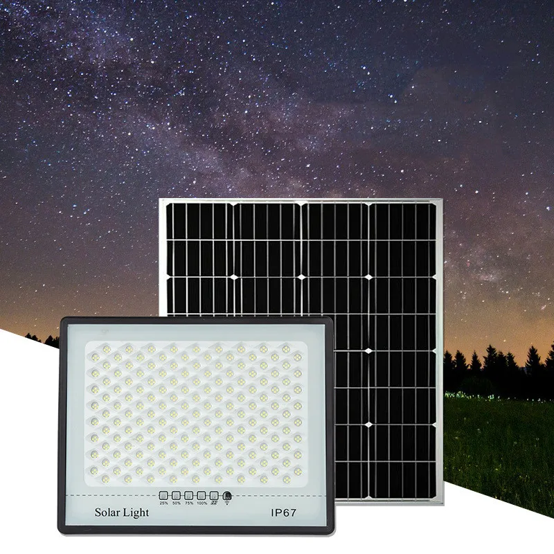 Outdoor Ip67 Waterproof Solar Flood Light Rotatable Bracket Live Display Remote Control Lamp