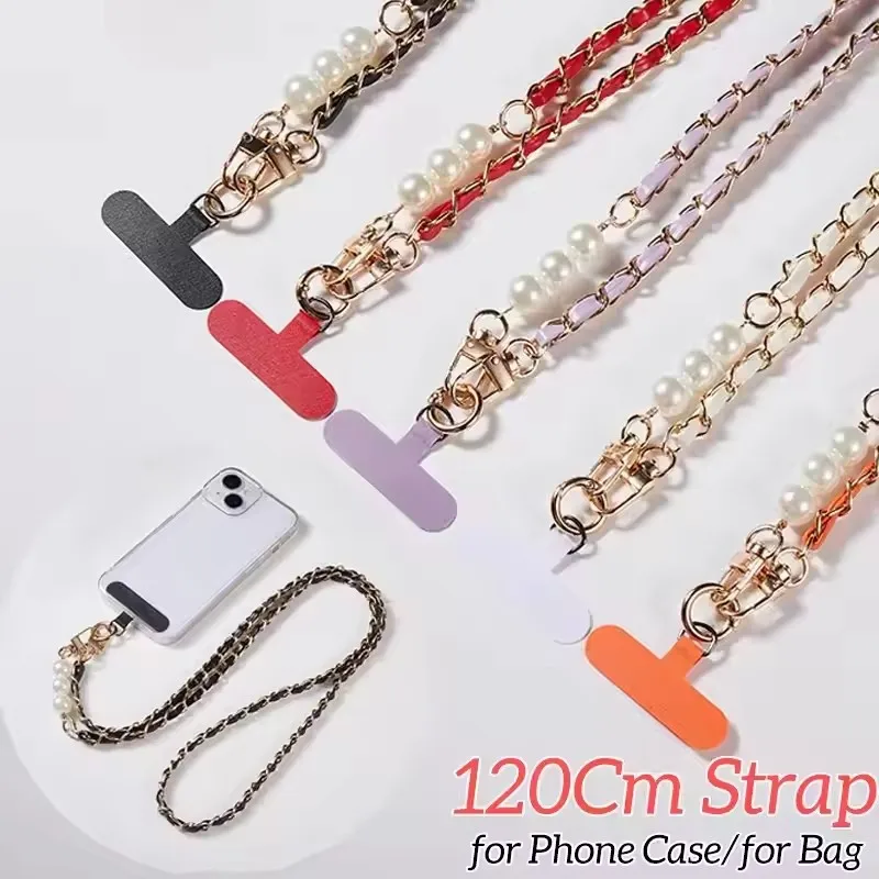Nueva funda para teléfono con cordón universal, correa larga para el cuello y el hombro, cadena de perlas para llevar cruzada, cordón para teléfono móvil.