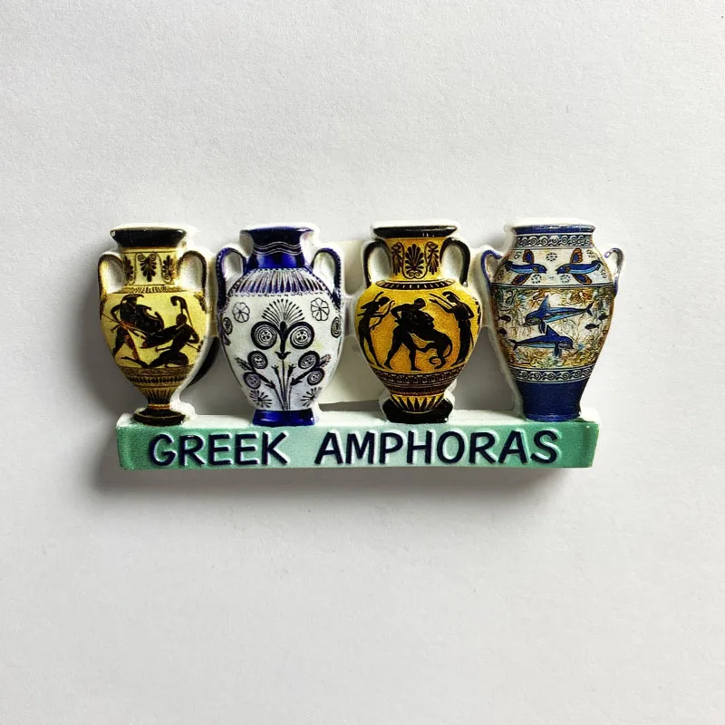Imán griego para refrigerador de resina 3D, que muestra el arte de ánfora griega antigua, regalos de decoración de cocina para oficina, hogar,