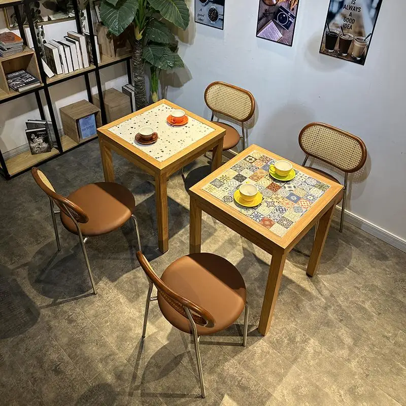 

American cafe table and chair combination, Hong Kong-style desserts, bakery sugar water shop table