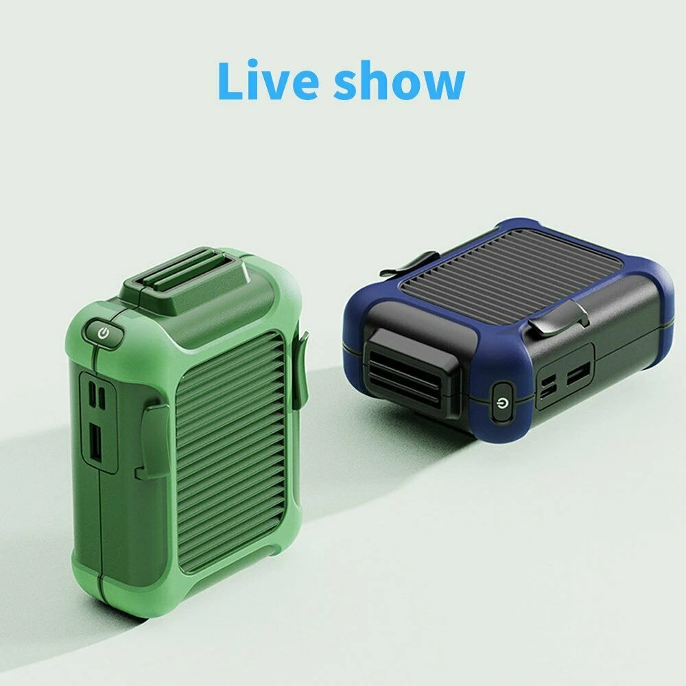 

4000 мАч Power Bank Светодиодное освещение Беспроводной вентилятор для занятий спортом на открытом воздухе Портативный поясной вентилятор Мини перезаряжаемый портативный вентилятор