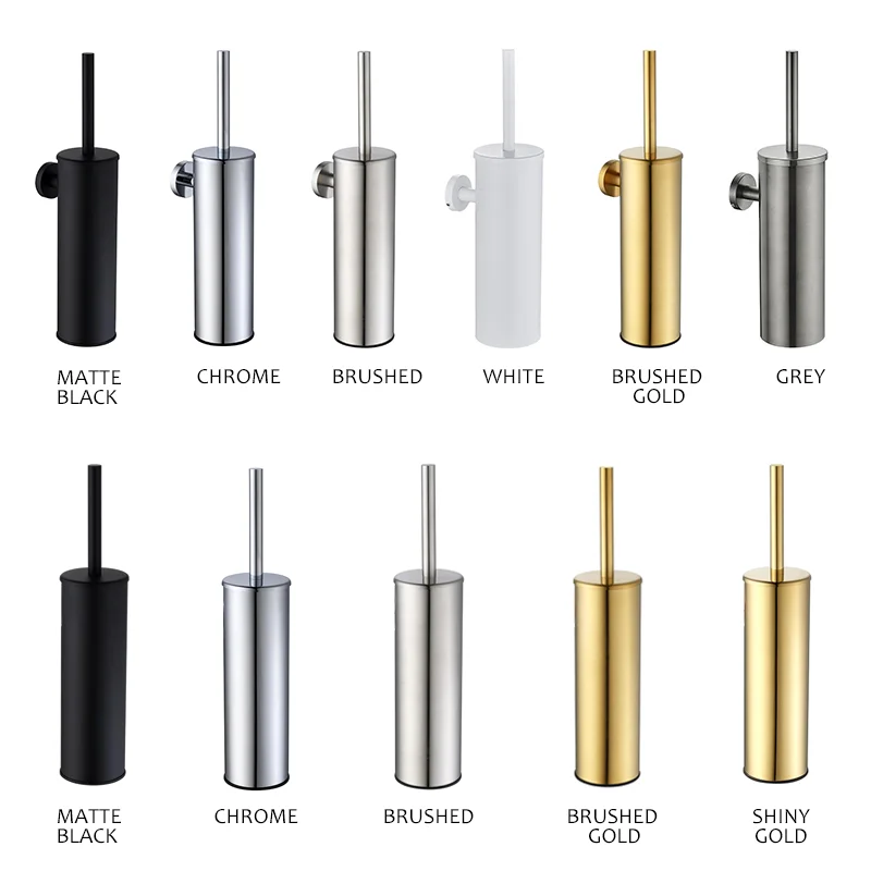 

Щетка, золотисто-белый хромированный держатель для туалетной щетки, инструмент для чистки из нержавеющей стали 304, прочный вертикальный настенный монтаж для ванной комнаты и туалета