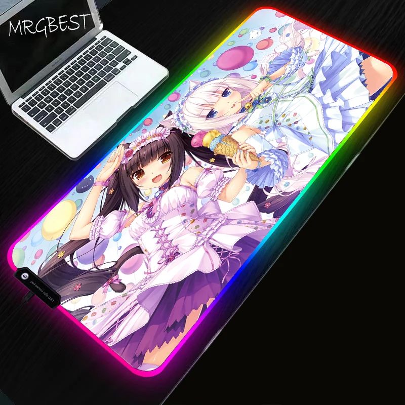 

Mouse Pad Cute Chocolate Nekopara Kawaii Desk Accessories Gaming Laptops Desktop Accessories Keyboard Mat Gamer Table for Pc