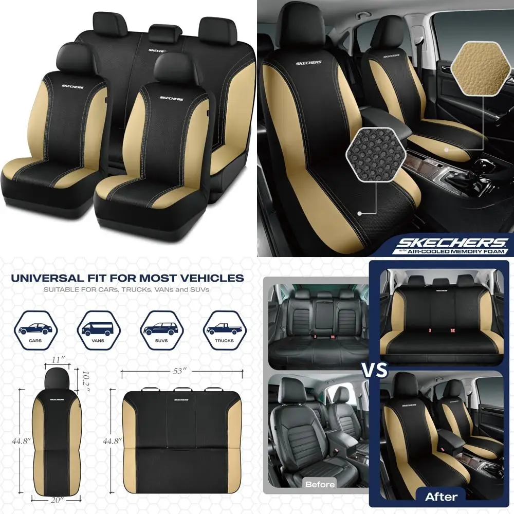 

Skechers Memory Foam Seat Covers,Air- Cooled Mesh Thick Car Seat Covers,Leather Seat CoversFull Sets,Airbag Compatible,Automotiv