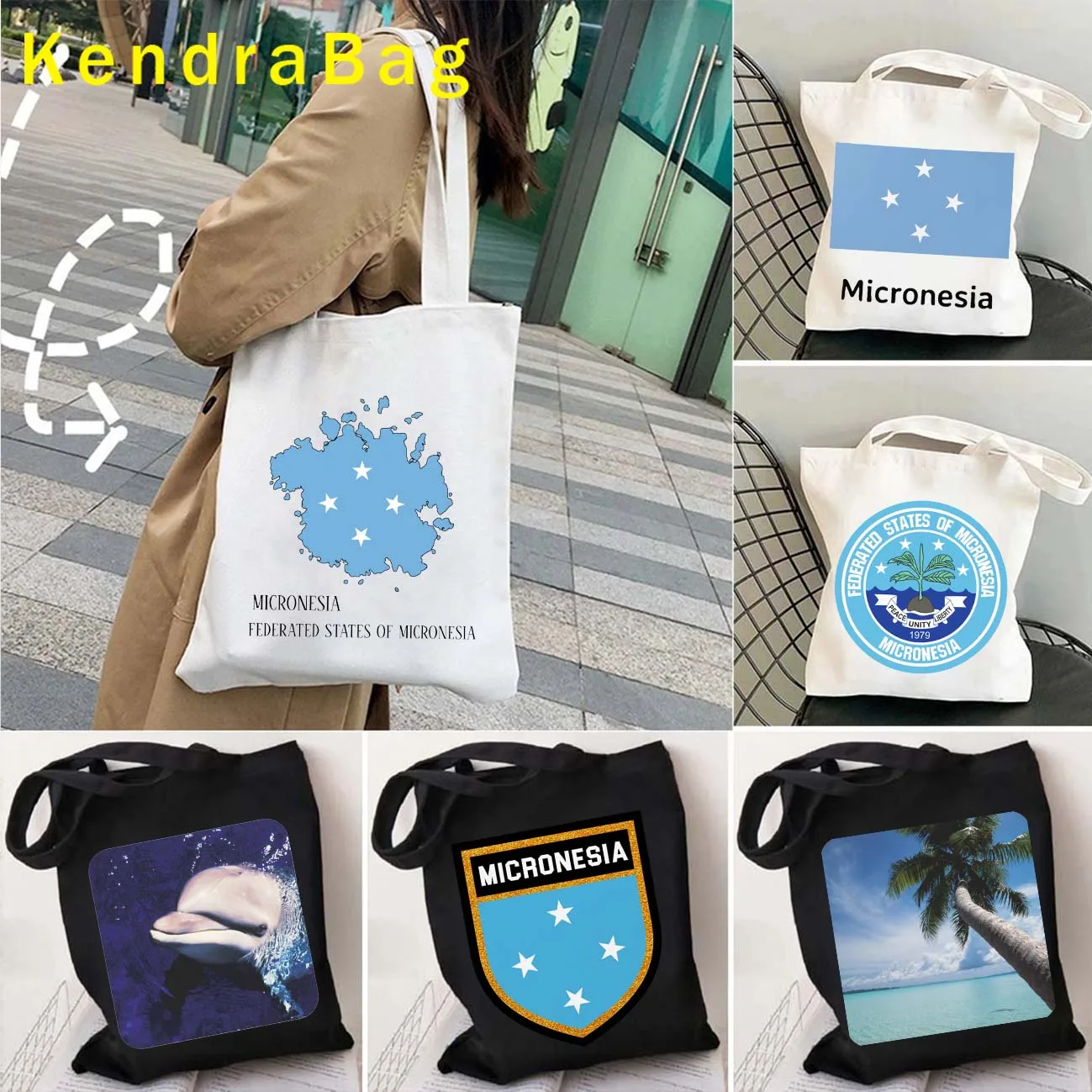 Bolsa Reutilizável para Mulheres, Mapa da Bandeira da Micronésia, Formas Palau, Símbolos Nacionais, Palmeira, Bolsa de Ombro, Shopper Bag, Presentes de Viagem