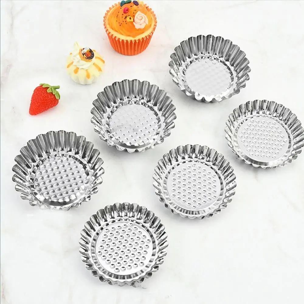 Moldes de torta de ovo de aço inoxidável prata antiaderente biscoito pudim molde engrossado reutilizável sobremesa molde flor muffin