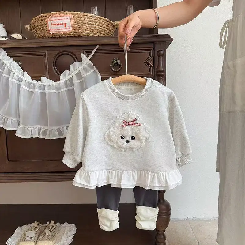 

Baby Girl Set Spring and Autumn Children's Cute Long Sleeve Pullover Sweatshirt +leggings Two-piece Set Kids Outfits