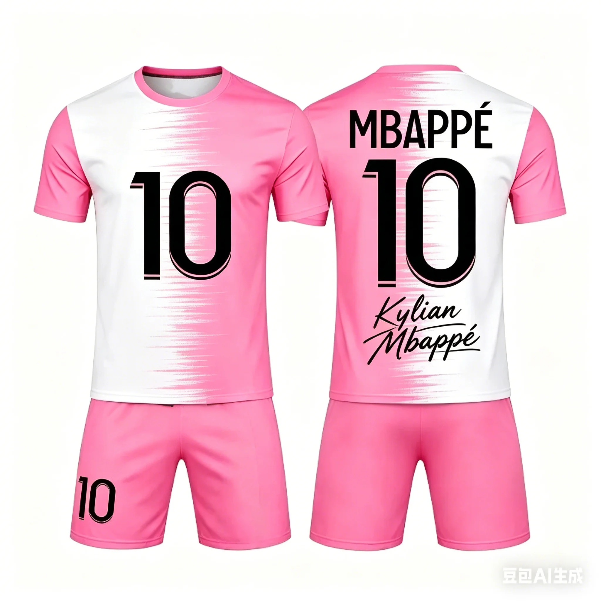26 MODISCHE FARBEN MIT FARBVERLAUFS-EFFEKT AI # 10 MBAPPE SOMMER KINDER- UND ERWACHSENEN-SET ELTERN-Kind-KOMPLETTSET KURZARM-SHORTS FUSSBALLTRIKOT UNISEX – Detail 11