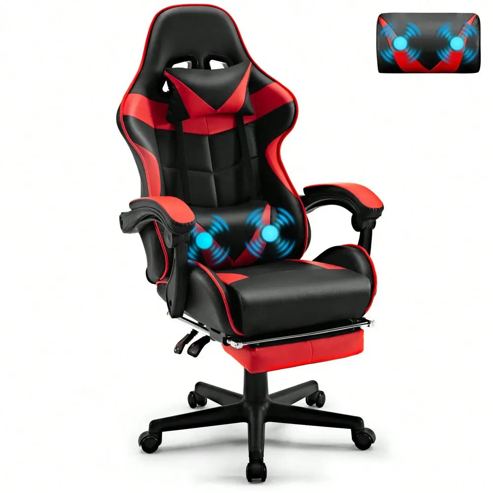 

Gaming Chair With Footrest And Lumbar Support, Ergonomic Game Chair Height Adjustable Racing Gaming Chair With Headrest
