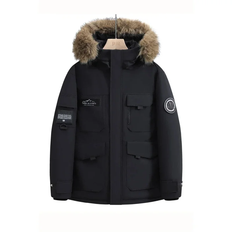 New Winter Down Jackets for Men Hoods and Fur Collars New High-quality Waterproof Windproof Down Coat for Men Women Warm Parkas
