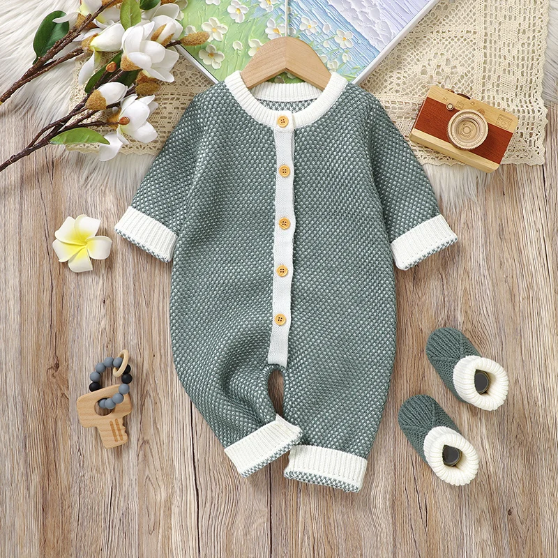 Baby Romper Shoes Long Sleeve Autumn Newborn Boy Girl Jumpsuit Set Knitted Infant Kid Clothing Boots Fashion 0-18M Overalls 2PCS