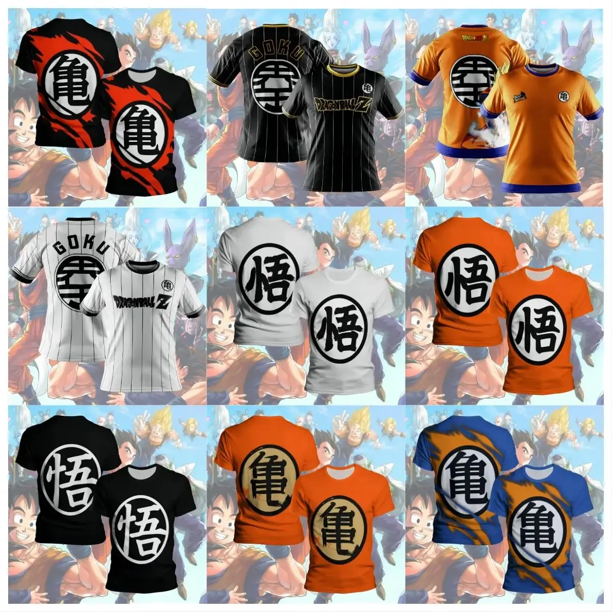2026 Dragon Ball Goku Cosplay T Shirts  Super Saiyan Boys Kids Clothes Short Sleeve T-shirt White Black Orange Breathable Jersey