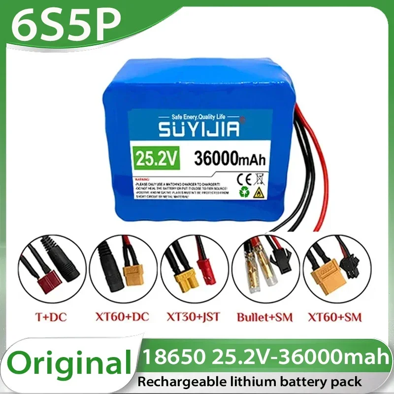 25.2V 36000mah 6S5P 18650 rechargeable lithium-ion battery 24V electric bicycle moped/electric/battery + 25.2V 2A charger