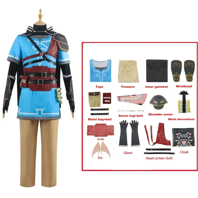 DY 202025 كوسبلاي لينك زيلدا، دموع لينك أوراتوس، قميص، بذلة، كيب، كرنفال الهالوين للبالغين والرجال 25 #6