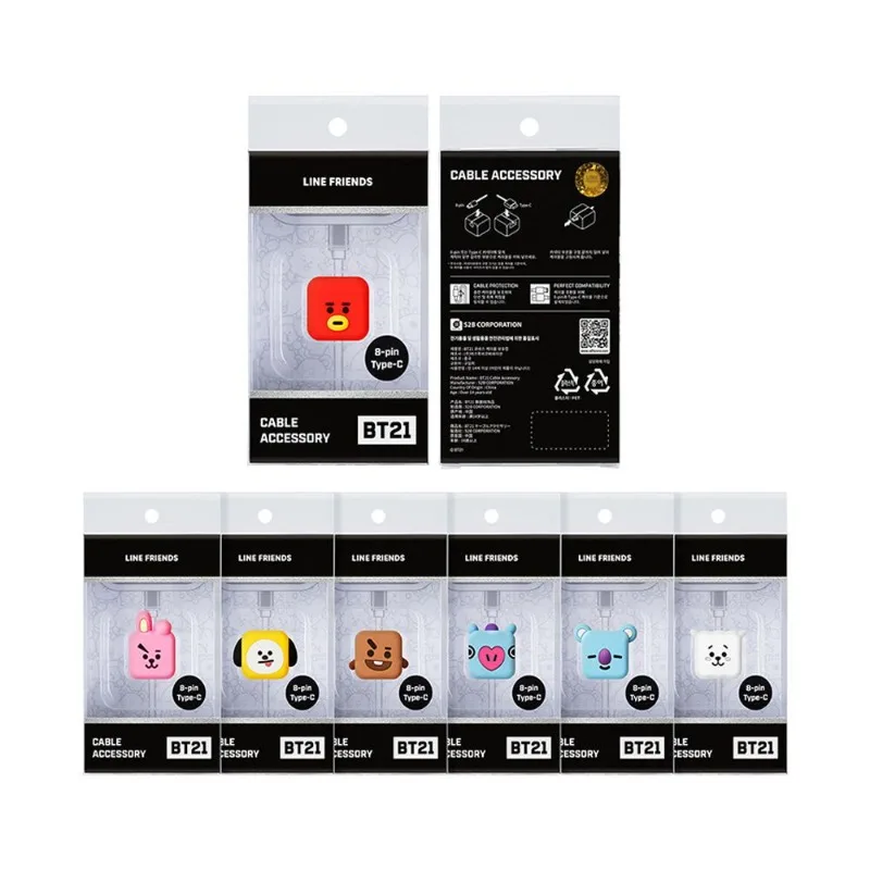 Korean BT21 Peripheral Data Cable Universal Protection Head Cute Cartoon Silicone Cover Anti Break Super Cute Anime Essential - view 3