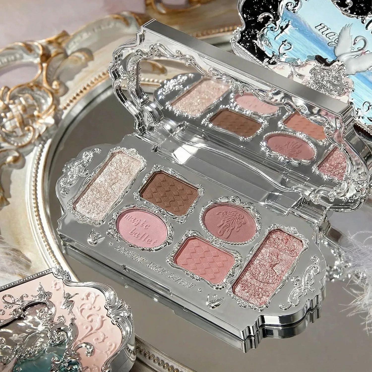 Paleta de sombras de ojos Swan de 6 colores, paleta de maquillaje de ojos en tonos tierra, mate y brillante, cosmético resistente al agua de larga duración para mujeres