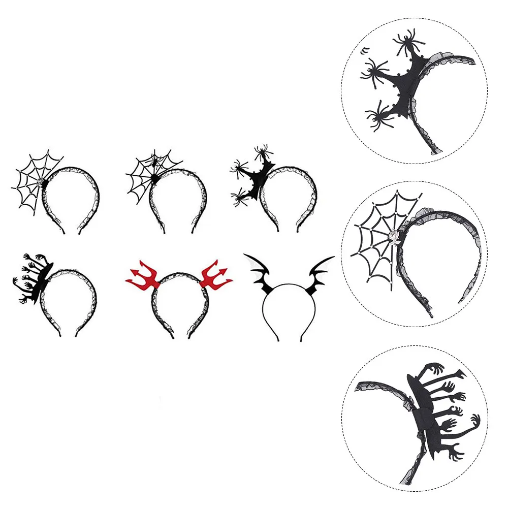 

6Pcs Halloween Spider Web Hairband Comfortable Fit Portable Easy Carry Festive Accessory for Themed Parties Cosplay Halloween