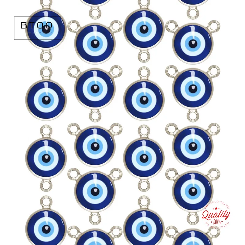 

925 Sterling Silver 6mm Blue Eye Charm Pendant / Connector Evil Eye Charm For Necklace DIY Jewelry Accessory