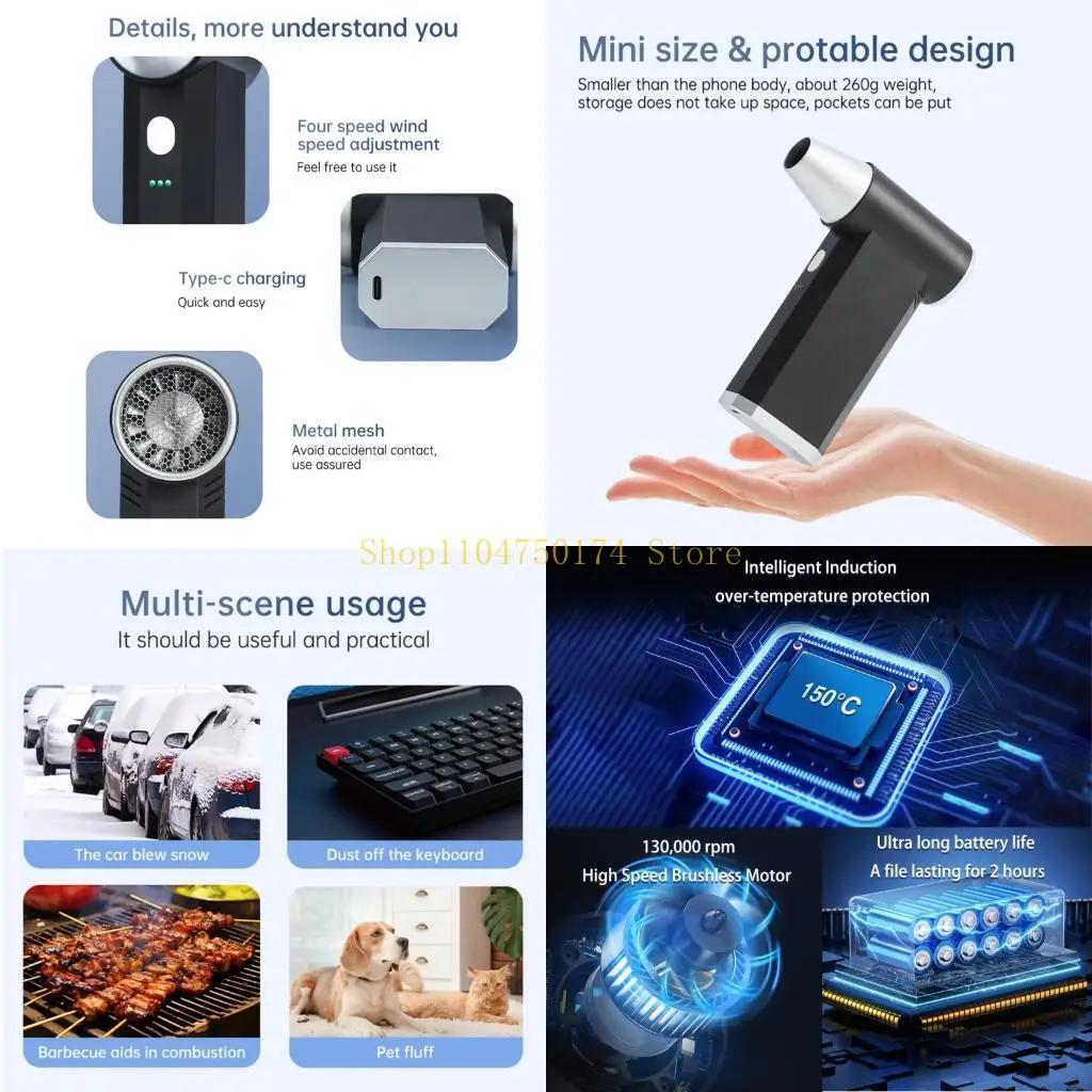 

(1) Turboblower, powerful high-speed handheld snow blower for automobiles, 3-speed adjustable power top sale