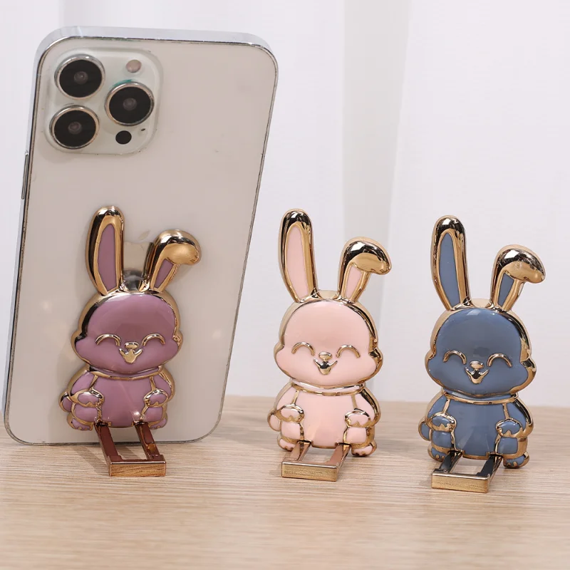 Bunny Finger Ring Holder Mini Pull Rod Phone Stand Universal Phone Fold Lazy Buckle Three-dimensional Back Sticker Pad Bracket image 3
