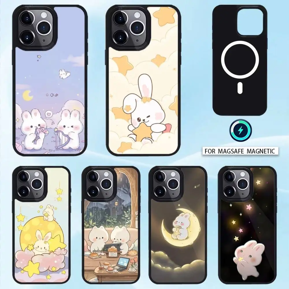 

Cute Cartoon Rabbit Phone Case For iPhone 16,15,14,13,12,Pro,Max,Magnetic For Magsafe Wireless Charging