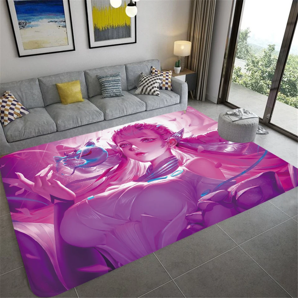 Pink Girl Room Rug Living Room Rug Anime Cartoon Rug Gamer Teen Room Bedside Rug Furry Large Rug Hallway Mat Bathroom Door Mat