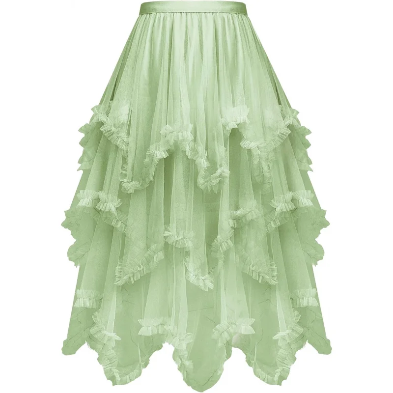 

❤️❤️❤️C-ZOFEK Women's Tulle Skirt, High Low Ruffle Layered Fairy Skirt for Dress Costume(Multicolor)❤️⭐️❤️