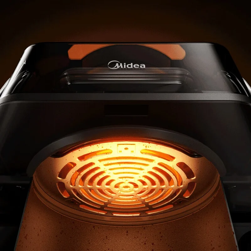 مقلاة هوائية ذكية متعددة الوظائف من ميديا مع نافذة مرئية بدون زيت قابلة للطي وشاشة لمس ثلاثية الأبعاد للطهي للاستخدام المنزلي في المطبخ